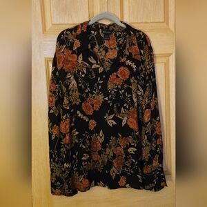 Floral Button-Up Silk Blouse